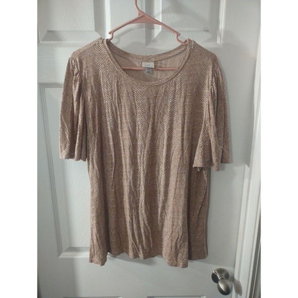 A New Day Top Size XXL Burgundy And Brown Short Sleeve - Picture 1 of 8